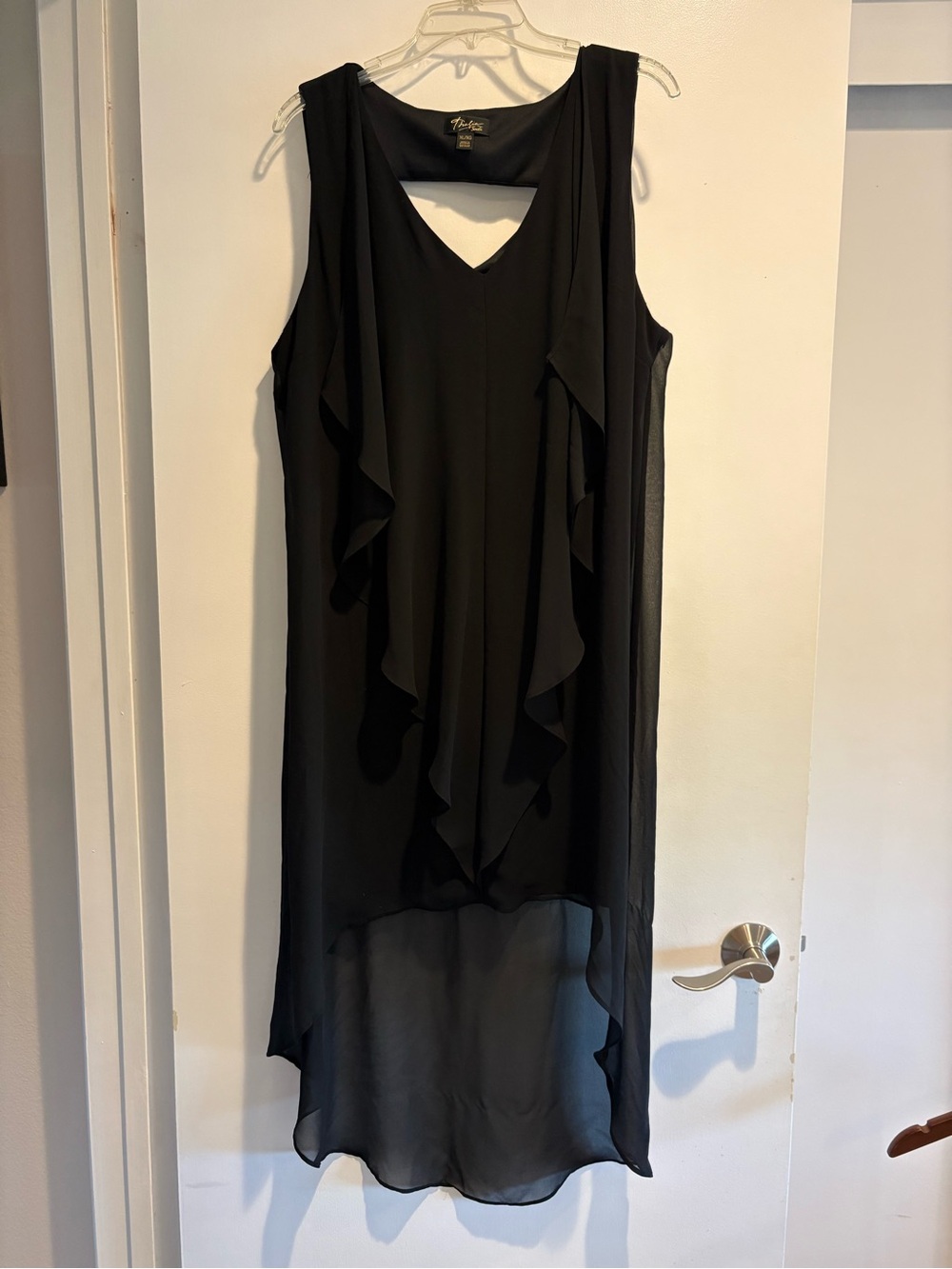 Thalia Sodi Black Sleeveless High-Low Ruffle Dress